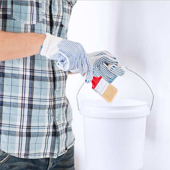 4 Gallon All Purpose Pail with Airtight Lids, Plastic Food Grade White Bucket with Handle, 4 Packs