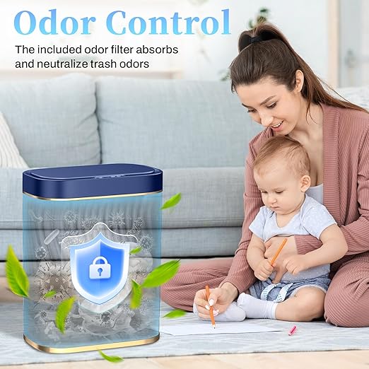 Bathroom Trash can with Automatic Touchless Lid, 2.6 Gallon Motion Sensor Small Garbage Can, Slim Waterproof Smart Trash Bin for Bedroom, Office, Living Room