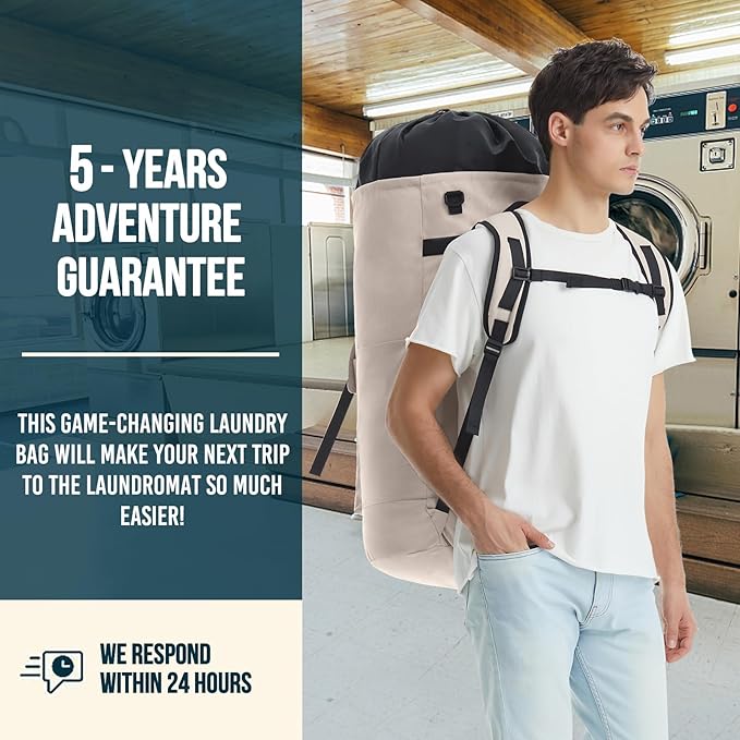 Laundry Bag Extra Large Heavy Duty, 115L Laundry Backpack, College Laundry Bag with Straps, Backpack Laundry Bags with 4 Pockets, Dorm Essential, Laundry Bags for Dorm Room, Apartment, Laundromat