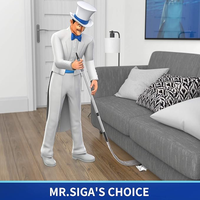 MR.SIGA Flexible Microfiber Long Duster for Gap Cleaning, Stainless Steel Adjustable Handle, Washable Gap Cleaning Duster Gray