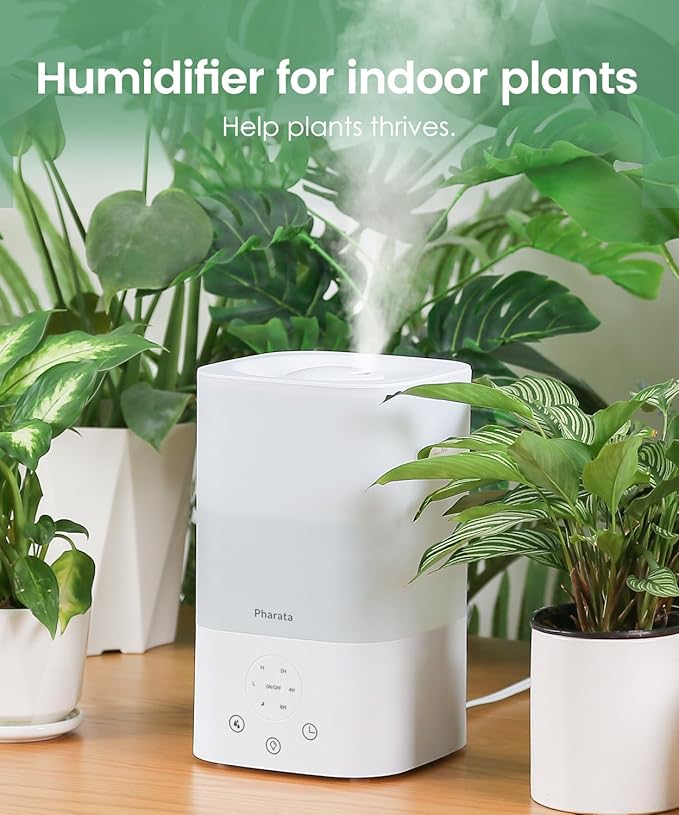 Humidifiers for Bedroom Home, 3.5L Top Fill Air Cool Mist Humidifiers for Baby Large Room Indoor Plants Nursery, Night Light, White