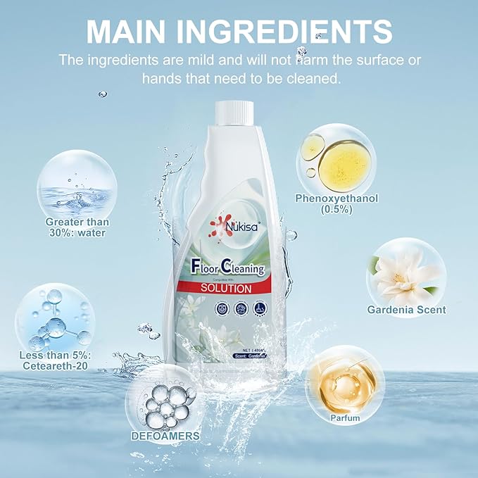 Gardenia Scent Floor Cleaning Solution Compatible With Roborock Robot Vacuum And Mop Cleaner， Deep Cleans For Multiple Hard Floors, Suitable With All Robot Vacuums With Mopping (2)