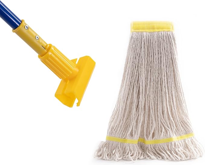 Matthew Cleaning Commercial Quick-Change Iron Mop Handle for Floor Cleaning Heavy Duty Mop Stick Replacement 60inch Jaw Clamp-Style Wet Mop Handle 6 Packs