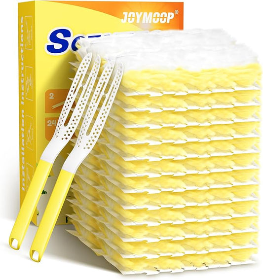 JOYMOOP Disposable Duster Set, 30 Pcs 360 Heavy Duty Duster Refills with 1 Dusting Wand, Disposable Dusters for Cleaning Home & Car, Multi-Surface Dusters, for Dusting Corners, Ceiling Fans, Furniture
