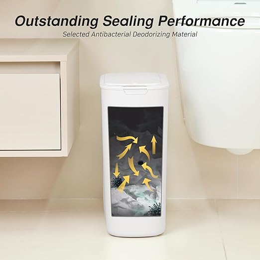 Automatic Motion Sensor Bathroom Trash Can with Lid, 5 Gallon Touchless Trash Bin, Smart Electric Narrow Waterproof Garbage Bin for Toilet, Office, Rv, Bedroom, Living Room