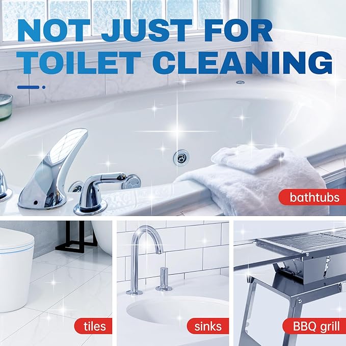 Vacplus Toilet Brush - Toilet Bowl Cleaners with Extra Long Handle, 100% Pumice Stone for Toilet Cleaning, Remove Limescale, Rust, Cleaning Supplies for Toilet, Pool, Bathroom, Sink, 2 Pack, White