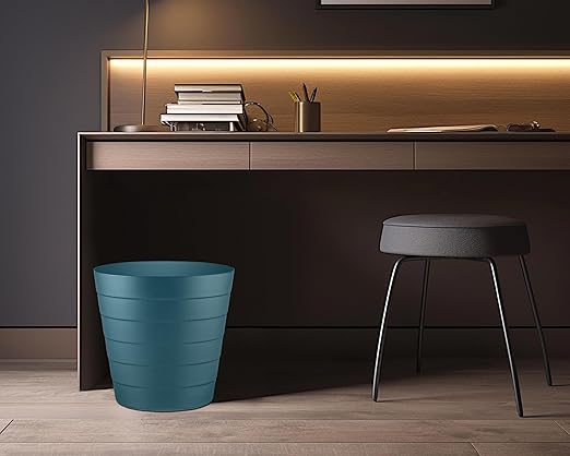 Small Trash Can (1.3 Gallons), Dorm Trash Can, Heavy Duty Dust Bin, Mini Garbage Can for Bedroom (Pack Of 3), Plastic Wastebasket, Bathroom Wastebasket (Blue) Round paper Trashcan, Office Trash Bin