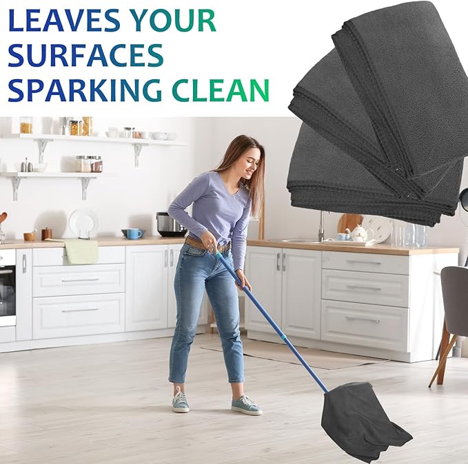 Newwiee 3 Pcs Extra Large Microfiber Cleaning Cloth 30" x 20" Washable Reusable Microfiber Towel Streak Free Lint Free Cloth for Cleaning Home Glass Office Window Bathrooms (Gray)