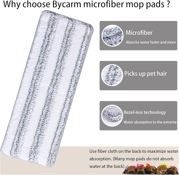 Flat Mop Pads Compatible with Joymop, Joymoop Mop Replacement Pads for Joy 13 inch Flat Moop, Washable Squeeze Microfiber Mop pad for Floor Cleaning(8 Pack Refill, 13"X 4.9")