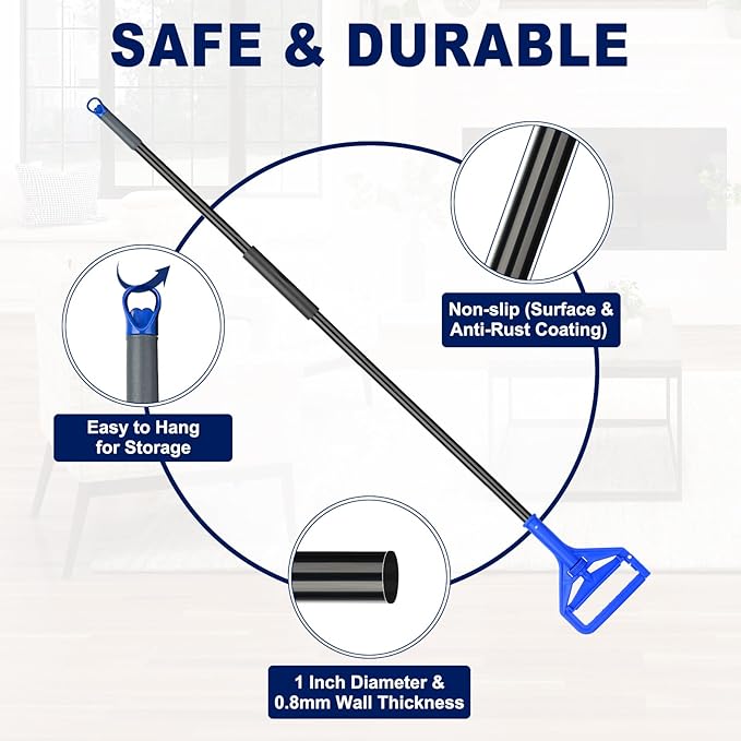KeFanta 60 Inch Mop Handle Commercial Heavy Duty,Industrial Metal Mop Stick Replacement Quick Change,Wet Mops Head Replacement Holder for Floor Cleaning