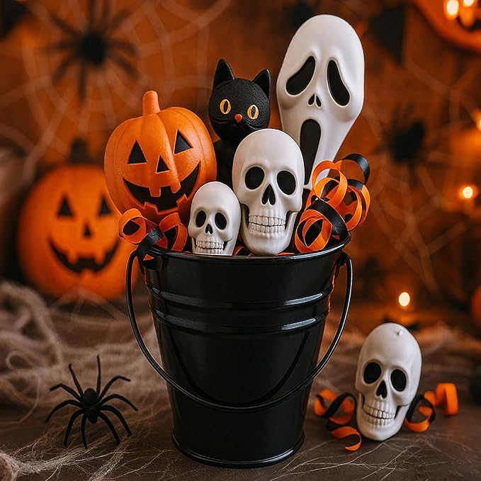 Sadnyy 12 Pcs 3.5in Small Metal Buckets with Handle, Mini Metal Pail Tin Galvanized Pail Container for Trick or Treat Flower Plant Craft Halloween Party Favors Garden Home Decoration (Black)