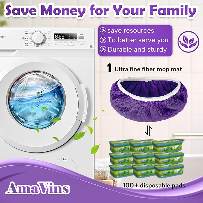 5 Pack Reusable Microfiber Mop Pads Compatible with Swiffer Sweeper Mop, Wet and Dry Flat mop Cover, Washable Mop Pads for Surface/Hardwood Floor Cleaning (Mop is Not Included)