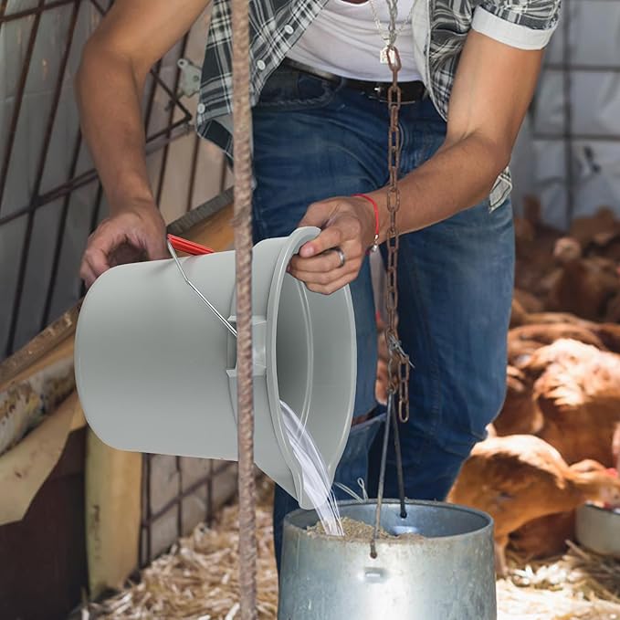 3.5 Gallon Heavy-Duty Plastic Cleaning Buckets with Handle, 4 Pcs 14 Quart Round Utility Bucket Pail, Gray