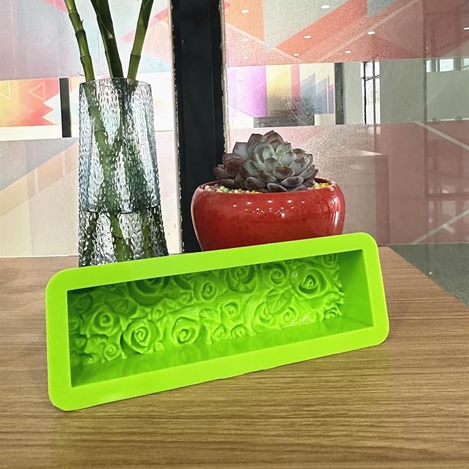 2 Pcs Flexible Rectangular Rose Soap Silicone Mold Flowers Craft Art Silicone Soap Mold Candle Making for Homemad Soap Crafts
