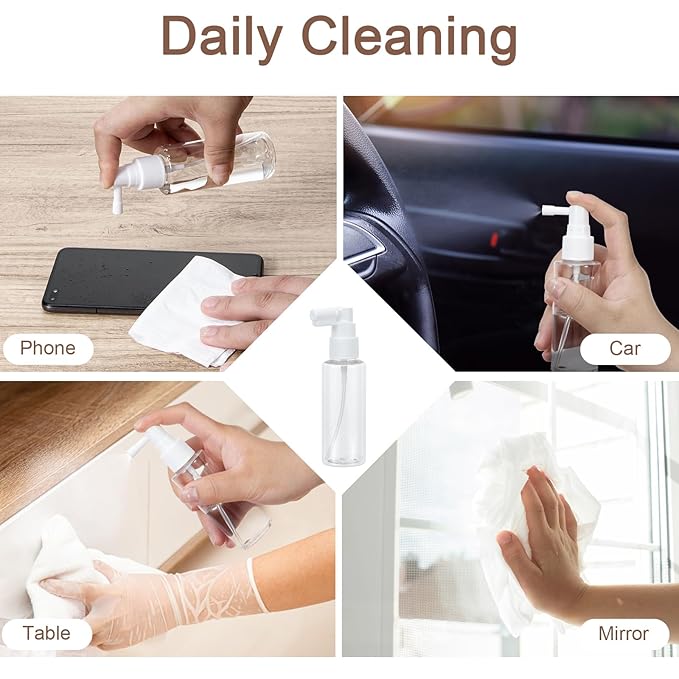 Yebeauty 6 Pack 60ml/2oz Refillable Travel Size Spray Bottle Plastic Long Mouth Mini Spray Bottles Empty with Tight Cap Reusable Atomizers for Gardening Perfumes Mouthwash, Clear Fine Mist Bottle