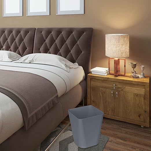 ZXJ Small Trash Can - Waste Basketbin - 1.8 Gallon -Grey - Bathrooms, Laundry Room, Kitchens, Offices