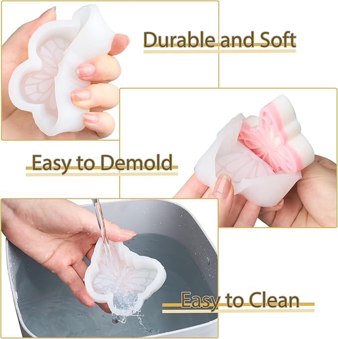 Butterfly Silicone Mold 2 Pack Candle Molds for Candle Soap Making Craft Supplies 3D Butterfly Epoxy Resin Casting Mold Plaster Cement Ornaments Mould Home Art Decor