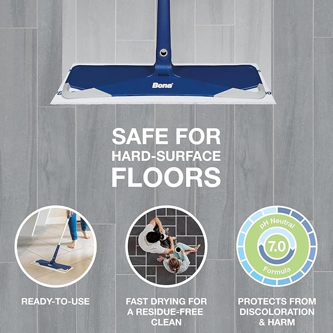 Bona® Disposable Wet Cleaning Pads for Hard-Surface Floors, Lemon Mint Scent 12 Count (Pack of 1)