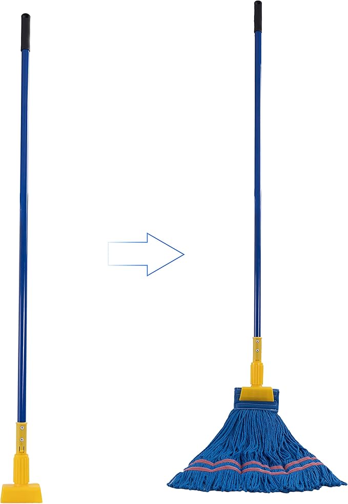 Matthew Cleaning Commercial Quick-Change Iron Mop Handle for Floor Cleaning Heavy Duty Mop Stick Replacement 60inch Jaw Clamp-Style Wet Mop Handle 6 Packs