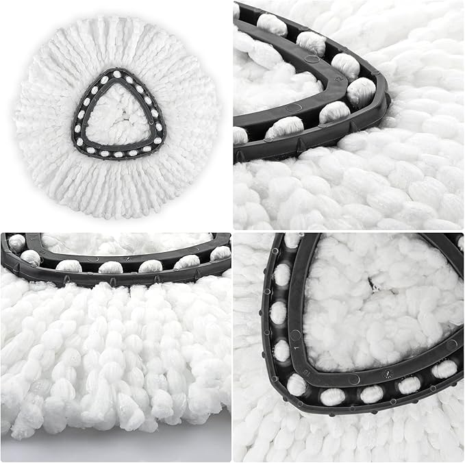 Spin Mop Head Replacement for O Ceda Mop Replace Head Triangle Mop Refills, Microfiber, White, 5 Packs