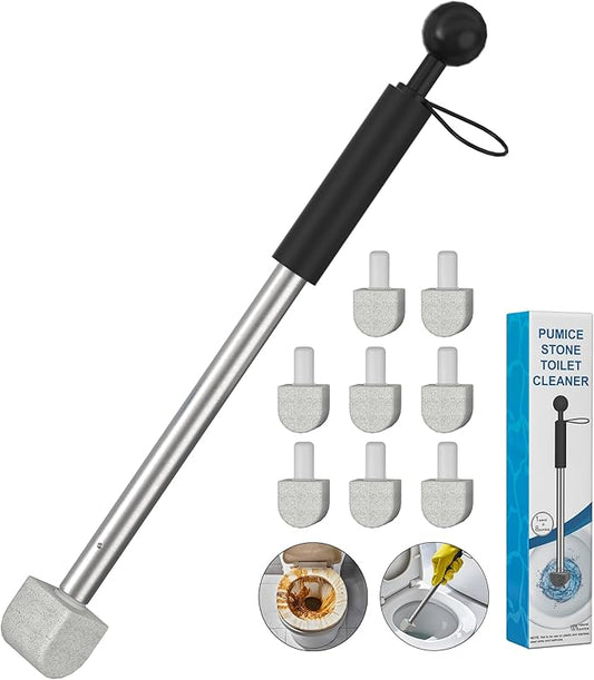 Pumice Stone Toilet Bowl Cleaner,16.7Inch Toilet Pumice Stone with Handle Cleans Hard Water Ring Calcium Buildup&Stains for Toilet Bath Kitchen Household Cleaning（Black