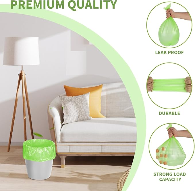 Magesh 105 Count 4 Gallon Small Trash Bags, Green, Transparent, Durable, Leak-Proof, Unscented, Easy to Use, Versatile, Outstanding Customer Service