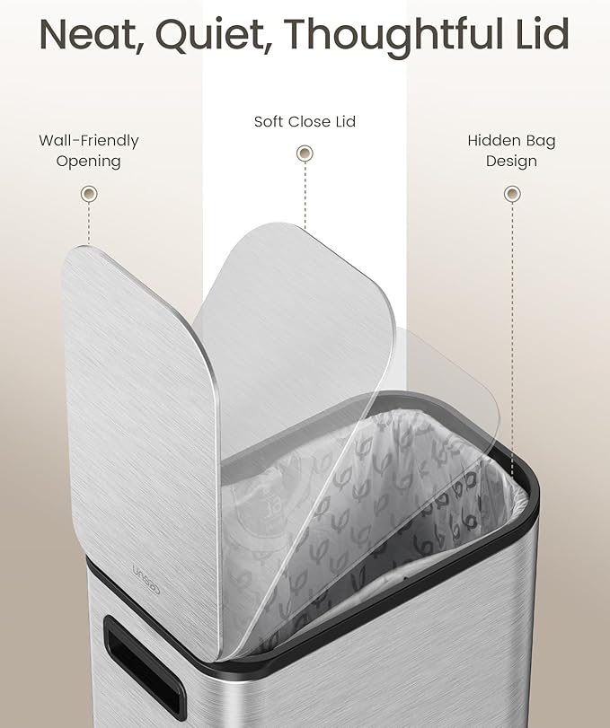 Cesun Small Bathroom Trash Can with Lid Soft Close, Step Pedal, 5 Liter / 1.3 Gallon Stainless Steel Garbage Can with Removable Inner Bucket, Waste Basket for Bathroom, Bedroom (Silver)