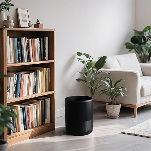 Modern Resin Trash Can Bin, Wastebasket for Bathroom, Kitchen, Office, Home, Black