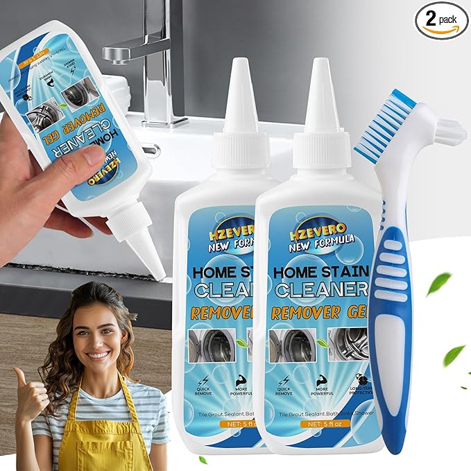 Mold Stain Remover Gel, Washing Machine Gasket Cleaner for Front Loader Washer Rubber Seal Home Stain Removal Gel for Grout, Caulk, Refrigerator, Shower, Bathtub, Bathroom Cleaning Solution (10 Fl Oz)