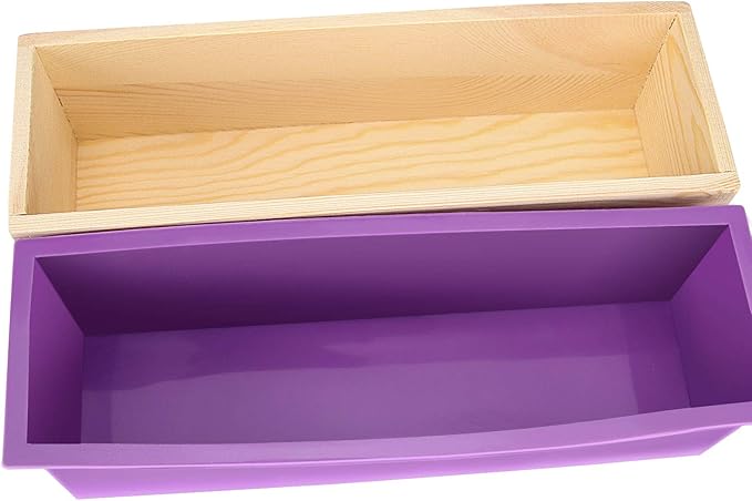 ZOENHOU 3PCS 42oz Soap Molds, Flexible Rectangular Silicone Soap Making Molds Kit with Wood Box DIY Tool Set for Soap Making Supplies