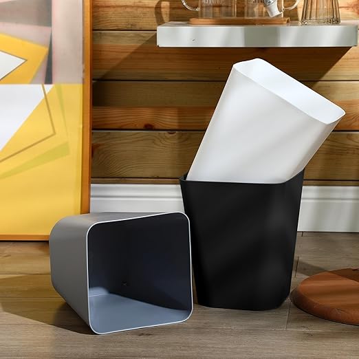 Hoolerry 9 Pieces Garbage Can 2 Gallon Small Trash Cans Bulk Bathroom Trash Bin Plastic Wastebasket Square for Bedroom Slim Bathroom Trashcan Small Container for Kitchen Office Home(Multicolor)