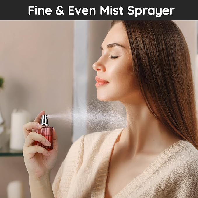 Segbeauty 1oz Perfume Spray Bottle, 30ml Red Vintage Refillable Perfume Bottle Glass Sprayer Bottles for Women, 2Pcs Large Cosmetic Cologne Travel Atomizer Portable Clear Cologne Container for Travel