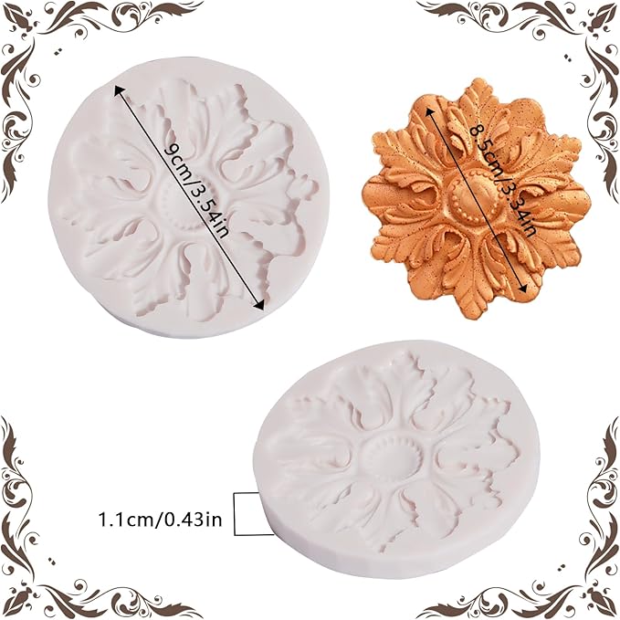 European Relief Scroll Silicone Mold for Baking and Craft Making, Baroque Chocolate Fondant Mold, Suitable for Oven and Freezer, Perfect for Cake Decoration, Cookies, Candy, Resin Art