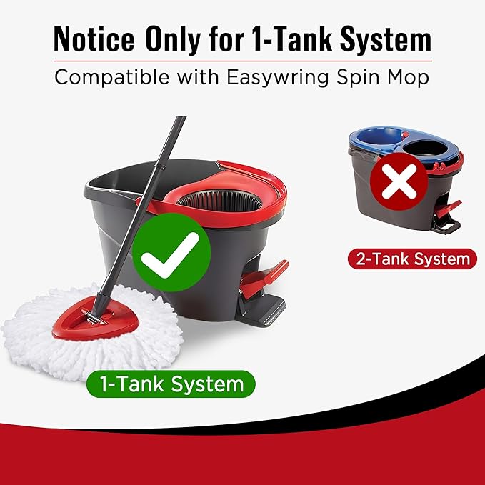 6 Pack Mop Head Replacements for O-Cedar, Spin Mop Replacement Head Compatible with Easywring 1-Tank Mop Refill, Microfiber, Machine Washable, Easy to Replace, Deep Cleaning