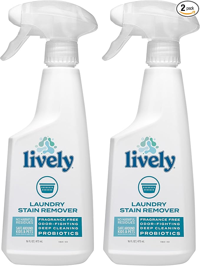 Lively Laundry Stain Remover (2 Pack), Fragrance-Free, Biodegradable Formula