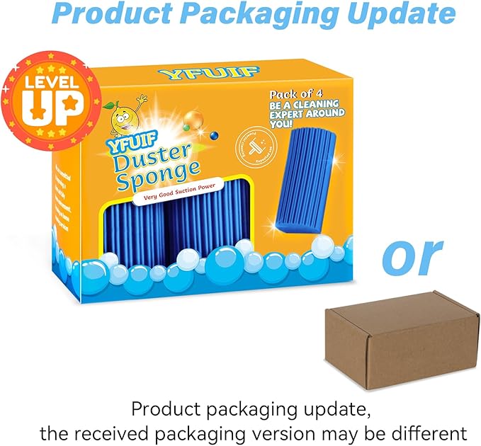 4 Pack Damp Clean Duster Sponge, Magic Sponge Eraser for Household Cleaning, Reusable Dusters Cleaning Supplies for Housekeeping, Dish, Blinds, Glass, Baseboards,Window Track Grooves and Faucets