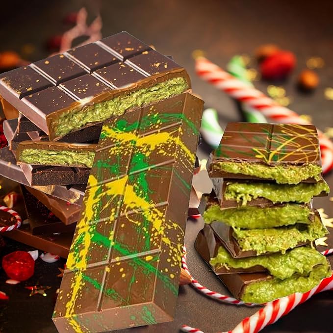 Palksky Chocolate Bar Mold Deep, 2Pack Silicone Chocolate Molds with Grid & Diamond Shapes for Homemade Chocolates, Silicone Molds for Making Pistachio Chocolate Bars, Treats & Desserts