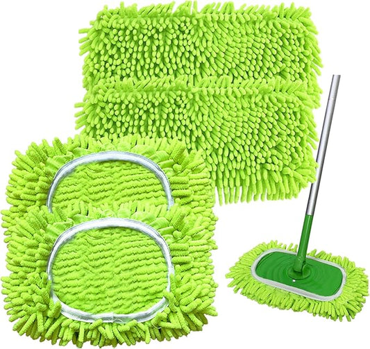 4PCS Reusable Dry Sweeping Cloths Compatible with Swiffer Sweeper Mop,Reusable Microfiber Mop Pads for Swiffer,Replacement Wet Mopping Pad Refills & Washable Dry Sweeping Cloths for Floor Cleaning