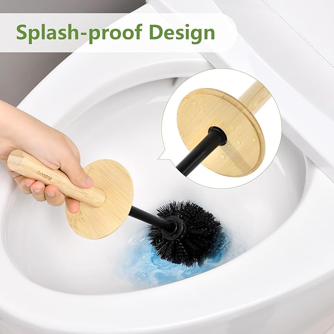 SUBEKYU Toilet Brush, Toilet Bowl Brush and Holder Set, Bathroom Toilet Bowl Cleaner for Deep Cleaning, Black