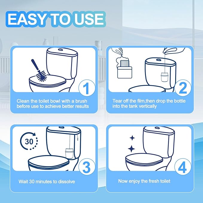 KIISIISO Toilet Bowl Cleaners, Septic-Safe Automatic Toilet Cleaner Bottles, Sustained-Release Toilet Tank Cleaners For Against Tough Stains, Long-Lasting Deep Cleaning & Freshness-2 Packs