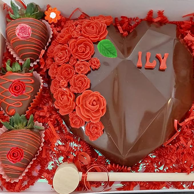 3 Pcs Flower Silicone Molds for Fondant, Chocolate, and Candy, 3D Rose Sunflower Daisy and Leaf Shapes for Cake Decorating, Sugarcraft, Soap, Candle, Jewelry Casting, and DIY Crafting