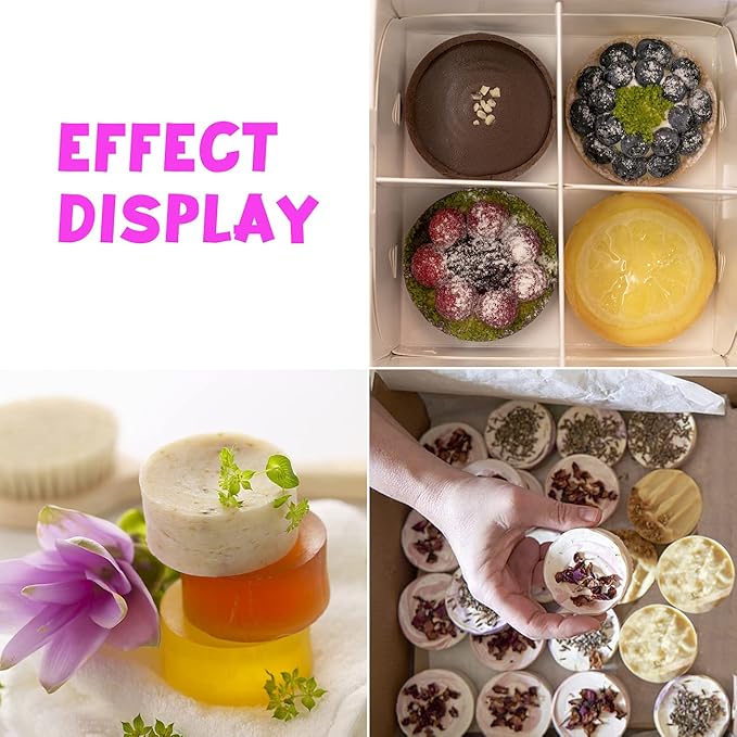 Sakolla 2 Pack Cylinder Silicone Soap Molds, 15 Cavity Mini Round Silicone Molds for Handmade Soap, Lotion Bars, Bath Bombs, Chocolate, Cake