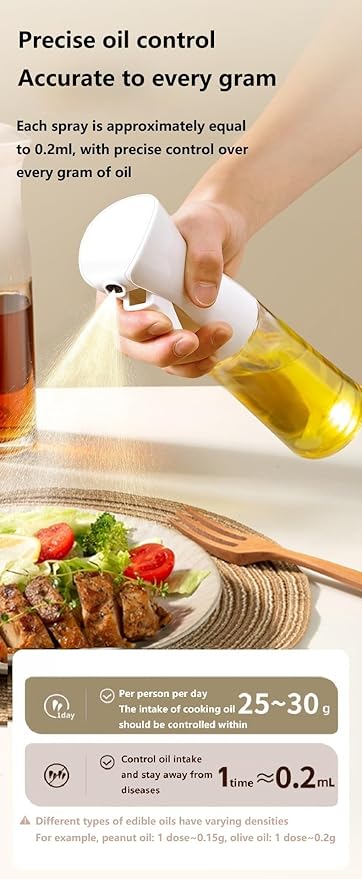 Press the fuel spray bottle,Oil Sprayer for Cooking, 220ml /7.44oz Glass Olive Oil Sprayer, Continuous Spray with Portion Control, Oil Dispenser Bottle for Kitchen, Air Fryer, Frying, Salad, Grill.
