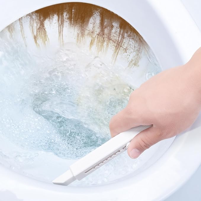 IMPRESA 12 Pack Pumice Chisel Sticks - Secure Refillable Scouring Stick Handle - Thin Cleaning Stone for Tight Spaces - Pumice Stone Toilet Bowl Cleaner & Stovetop Cleaner - White & Red