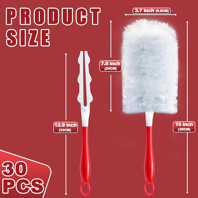 JEHONN Duster Refills 30 Counts for Swiffer, 4X Heavy Duty Microfibers, 360 Degree Dusting Kit with 1 Handle, Multi-Surface Dust Removing Tool for Cleaning Blinds Bookshelf Furniture Electronics