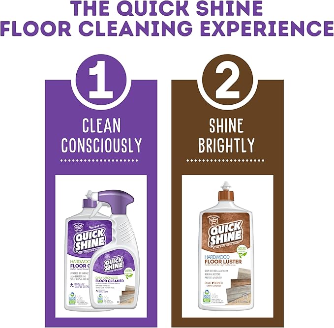 Quick Shine Hardwood Floor Cleaner 27oz, 6Pk| Use in Spray & Vac Mops| Removes Dirt & Scuff Marks| Ready-to-Use, Streak Free, No Rinse| Safer Choice Cleaner| Perfect for Gentle and Effective Cleaning