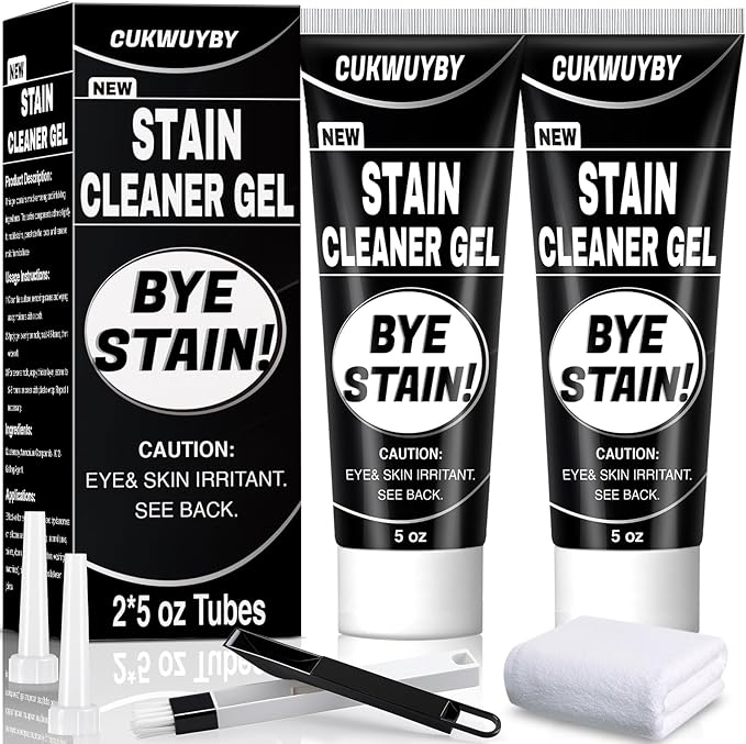 10 Oz Black Stain Cleaner Gel Home Cleaner for Washing Machine Seal Shower Bathroom Grout Sinks Caulk Cleaner Stain Heavy Duty Gel with Brush (2 Pack 5 Oz)