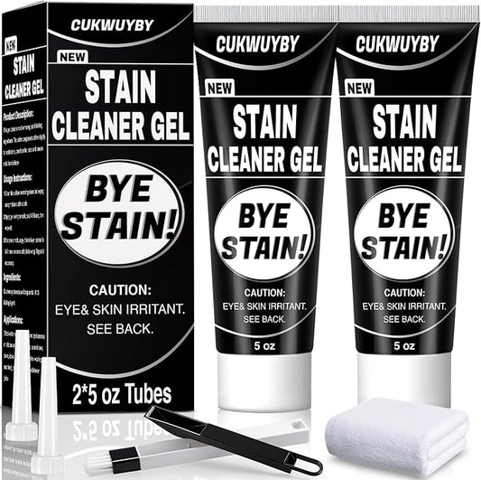 10 Oz Black Stain Cleaner Gel Home Cleaner for Washing Machine Seal Shower Bathroom Grout Sinks Caulk Cleaner Stain Heavy Duty Gel with Brush (2 Pack 5 Oz)