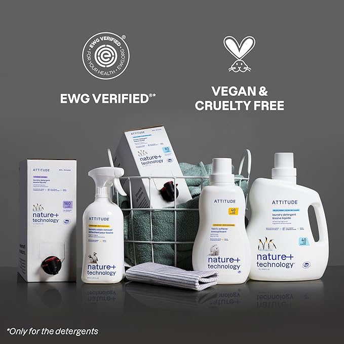 ATTITUDE Liquid Laundry Detergent Refill, EWG Verified, HE Compatible, Plant-Based & Vegan, Natural Laundry Soap, Lavender Scent, 80 Loads, 67.6 Fl Oz