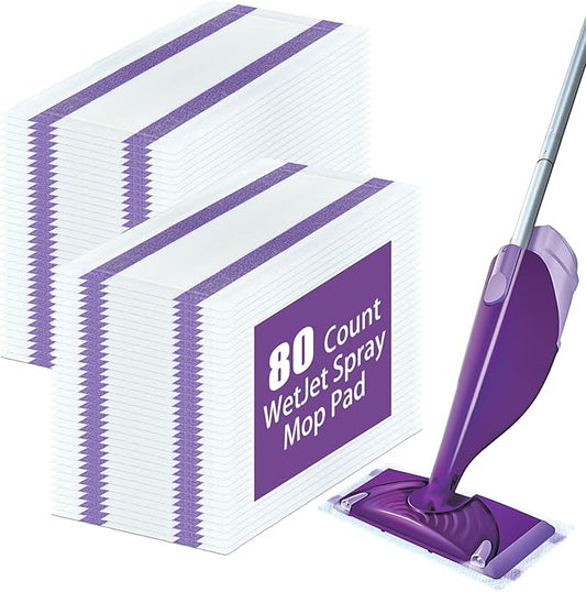 80 Pack Disposable Mop Pad Refills for Swiffer Wet Jet Spray Mop，Dry&Wet Mopping Pad Compatible with Swiffer Wet Jet and Any Model of Velcro Mop，Multi Surface WetJet Pad for Floor Cleaning